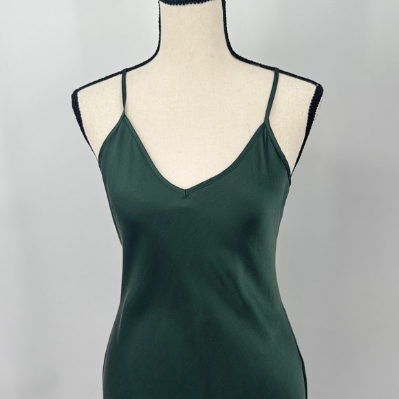 Quince Forest Green Washable Silk V Neck Midi Slip Dress Women's Small - Picture 4 of 13